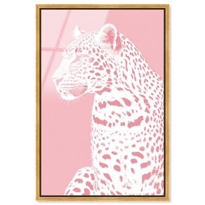 Imprimé acrylique léopard rose encadré rose Glam Decor par Art Remedy, cadre doré, 30 x 45