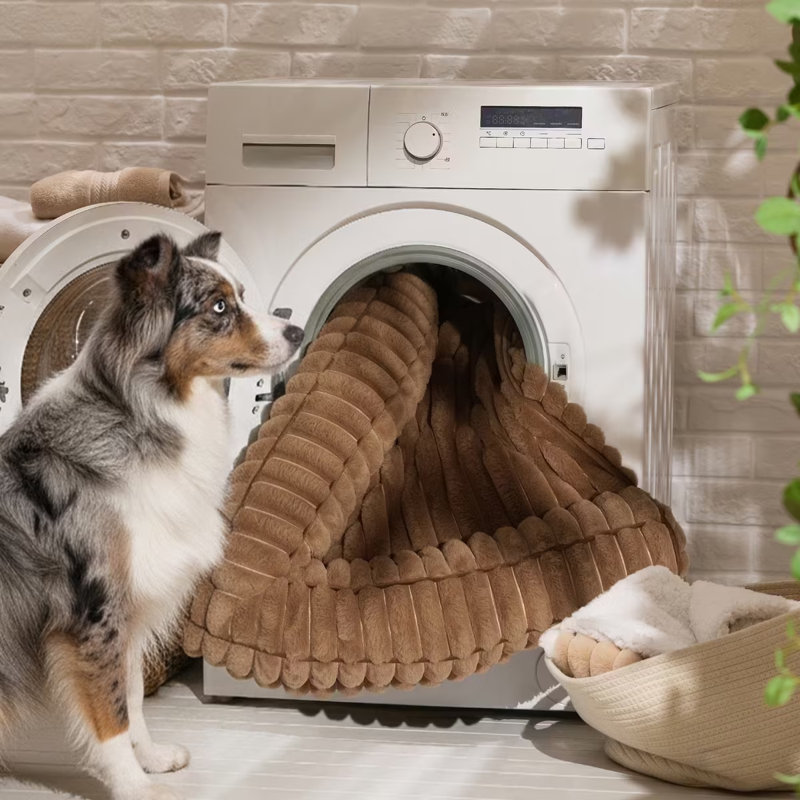 Canapé-lit orthopédique pour grands chiens Comoresfleece, Brun chameau, Très grand (H 7 po x l 42 po x P 30 po)