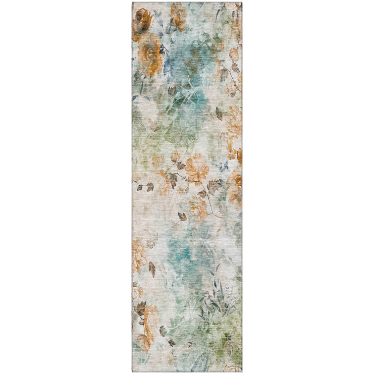 Premium Machine Washable Prisco Teal Rug