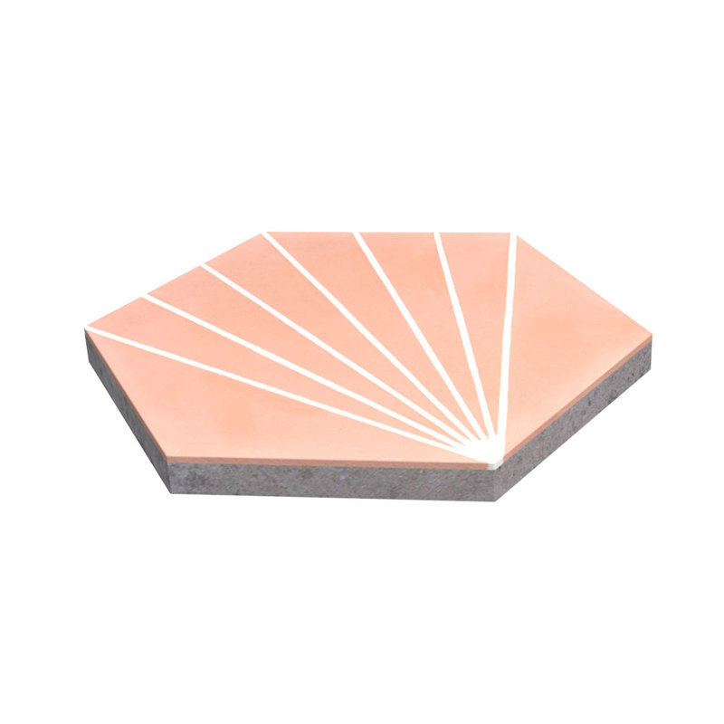 Spark C 7.87" x 9.09" Cement Patterned Wall & Floor Tile, Coral