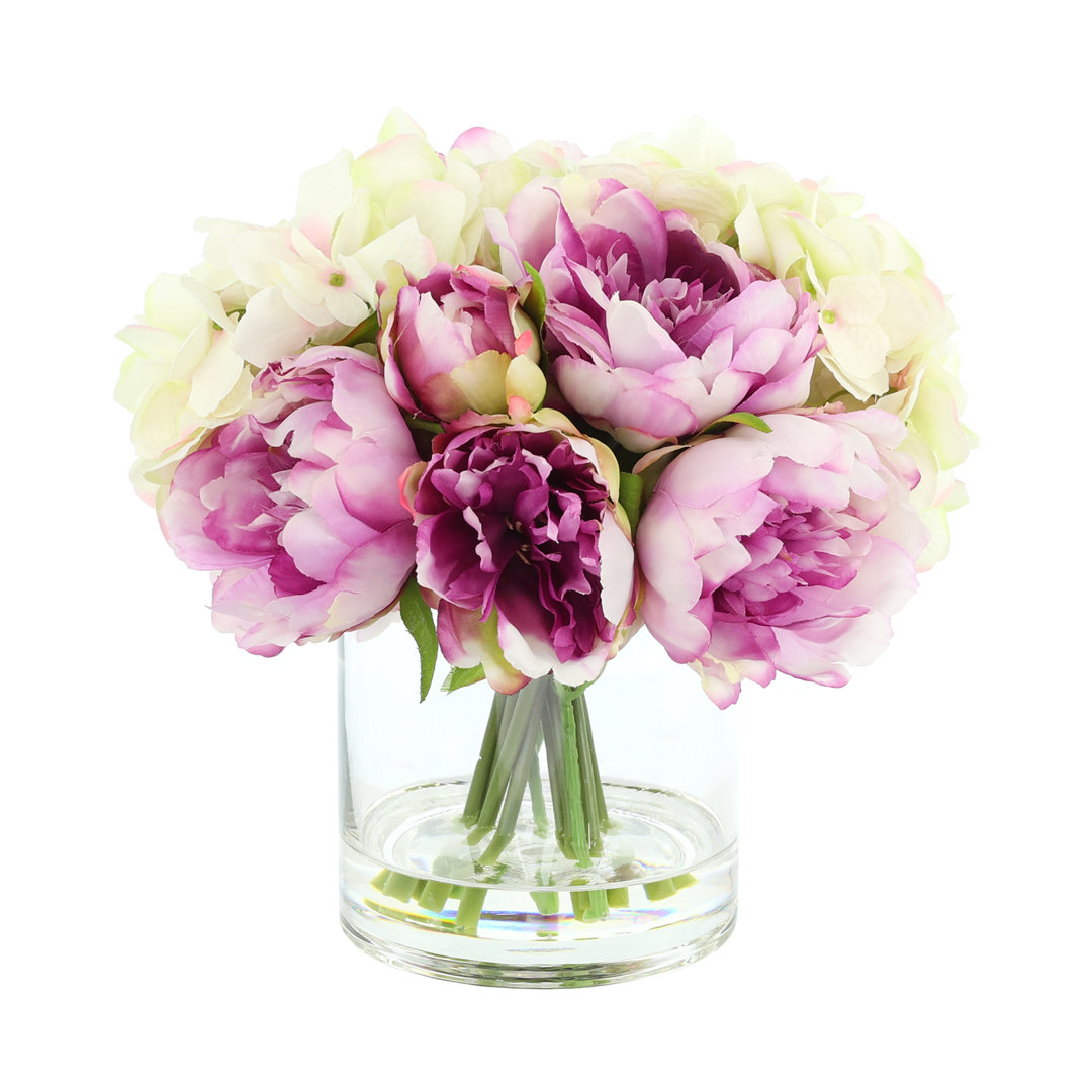 Floral Arrangement with Peonies and Hydrangeas Darby Home Co