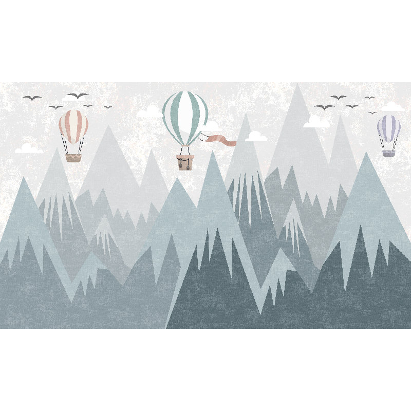 Papier peint amovible montgolfière Soft Sky Mountains, L 75 po x l 112 po