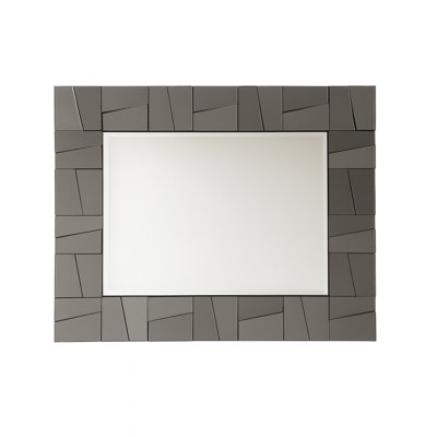 Extra Large 4 Ft Grey Glass Mirror, Modern Block Design, Easy To Install Horizontal Vertical Orientation