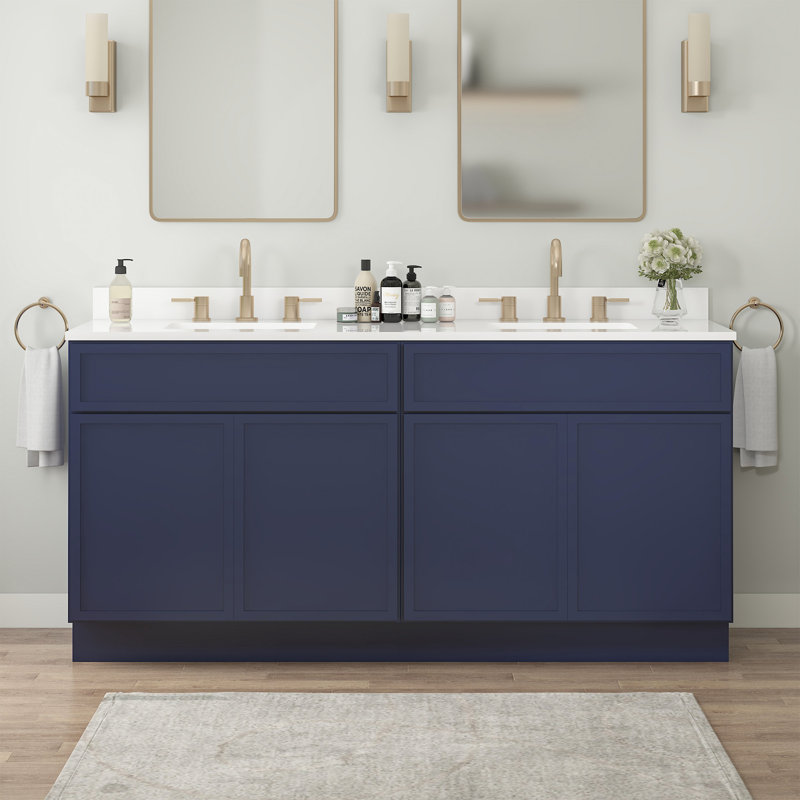 78" Double Bathroom Vanity Base Only, Blue