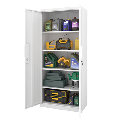 Grande armoire de rangement en métal avec portes et tablettes réglables, armoire de rangement verrouillable 72 po avec serrure pour bureau à domicile, garage, école