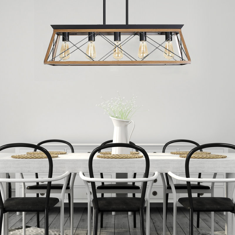 5 - Light Dimmable Kitchen Island Chandelier, Black Brown