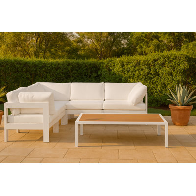 Lareen 90'' Wide Patio Sectional with Cushions