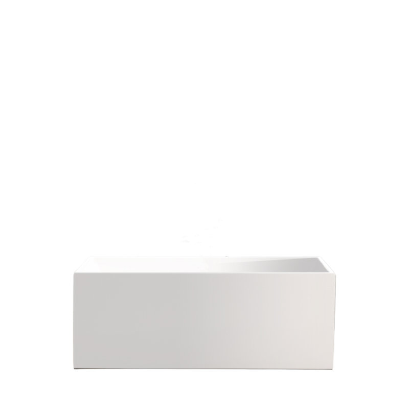 67" x 32" Freestanding Soaking Acrylic Bathtub, White/Polished Chrome