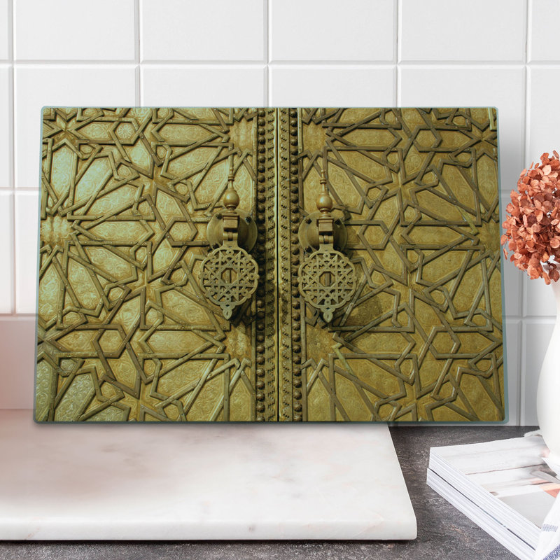 Ambesonne Moroccan Cutting Board Large Size Marrakesh Royal Palace Pale Brown