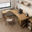 Bureaux en bois massif brun en forme de L-107198182-107198180