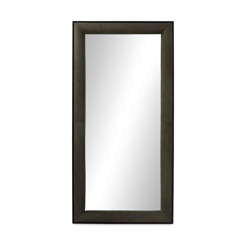 Velaz Rectangle Framed Freestanding Mirror, Nubuck Charcoal