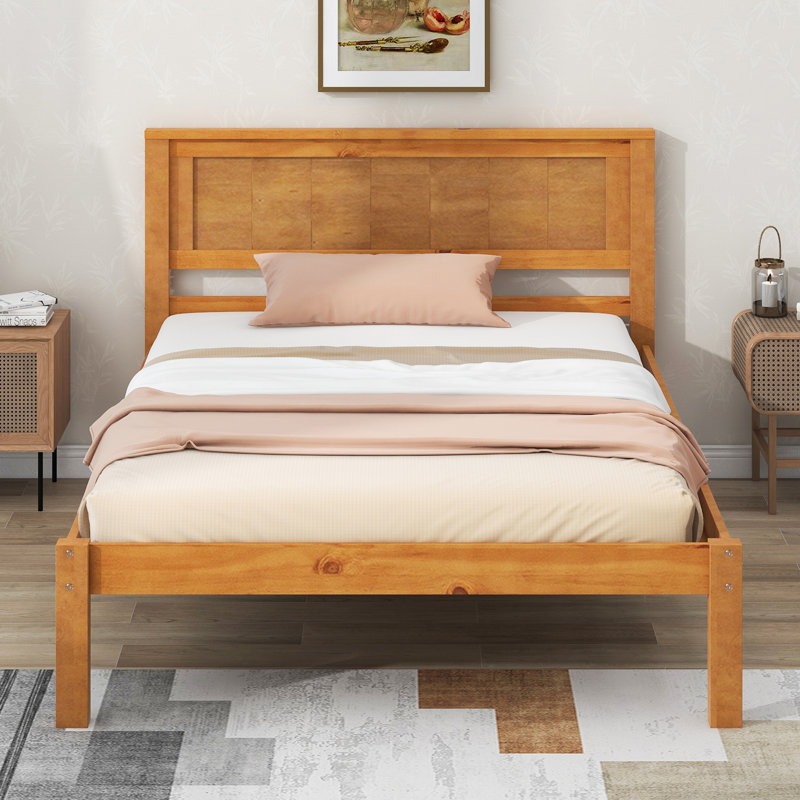Base de lit plateforme de haute qualité avec tête de lit, avec support en lattes de bois, idéale pour un sommeil confortable et peu encombrant