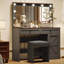 Coiffeuse, coiffeuse avec grand miroir et bande lumineuse à DEL (avec tabouret)-843234682