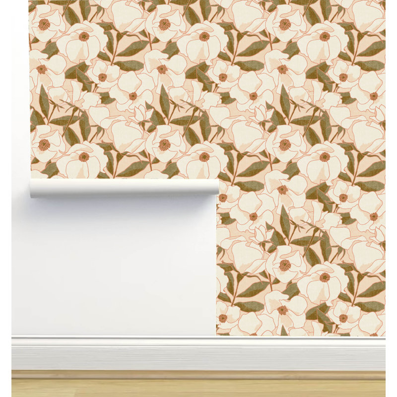 Rouleau de papier peint texturé L 12 pi x 2 pi Amy MacC Ready Designs, Rose pâle / olive