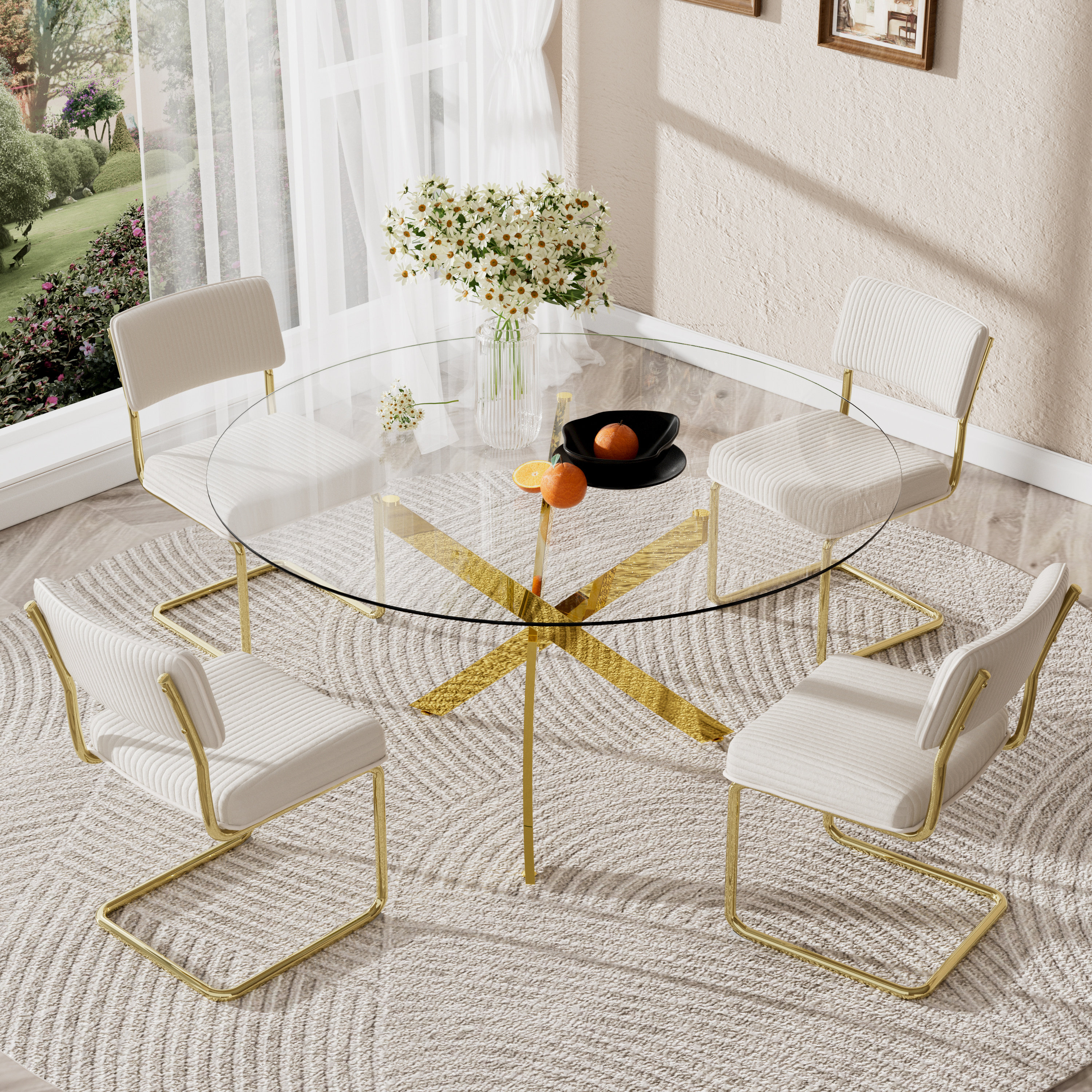Laura James Glass Dining Table Set With Chairs Laura James Round
