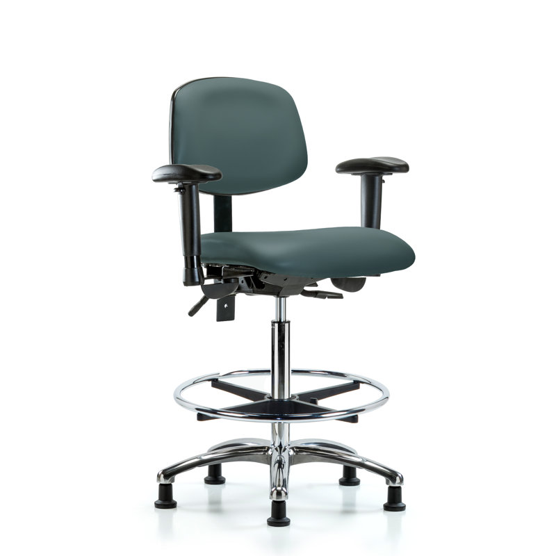 Anna Vinyl Drafting Chair, Colonial Blue, Glides, Included