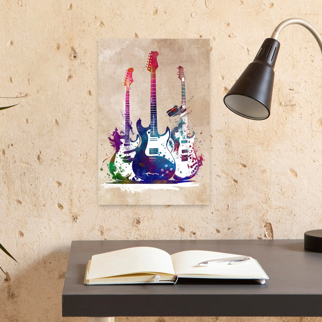 Vibrant Guitar Art Abstract Contemporary Wall Art Print