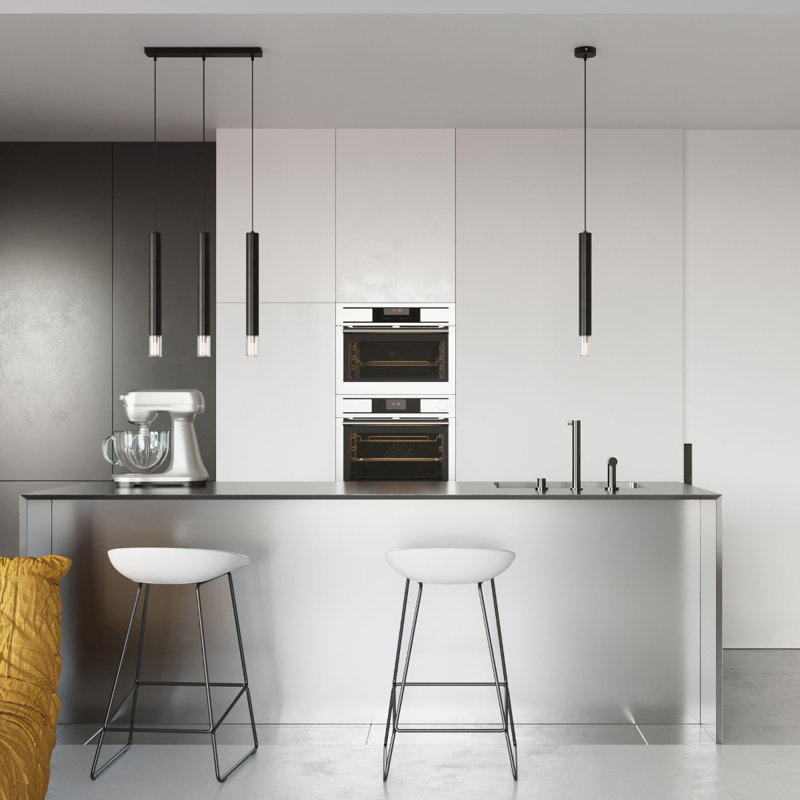 Bohlen - Light Stainless Steel Pendant, Black, 3 Lights, 52cm W x 9cm D