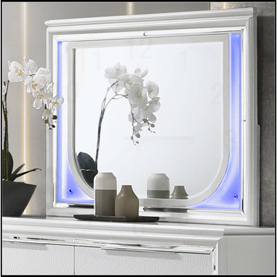 Tarian Pearl White Finish Mirror W/Led