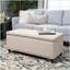 Repose-pieds avec rangement et siège rembourré Rangement spacieux | Blé | Tissu-1690653822