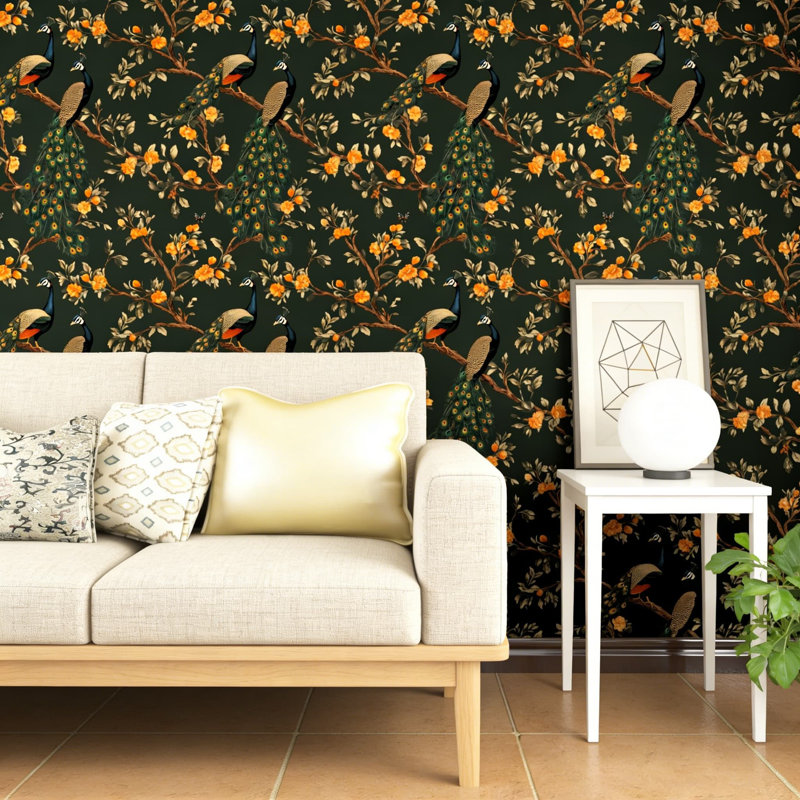 Papier peint adhésif auto-adhésif et amovible Peacock and Floral