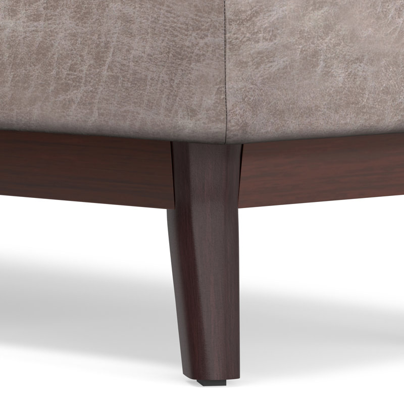 Owen 48"W Upholstered Storage Ottoman with Lift Top and Solid Wood Legs, Distressed Grey Taupe
