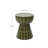 Round Patio Side Table with Linear Pattern, Olive Green Sculptural Accent Table