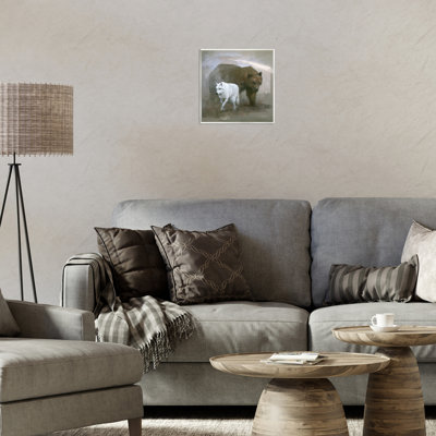 Loup et ours, impression sur plaque par Stephen Mitchell
