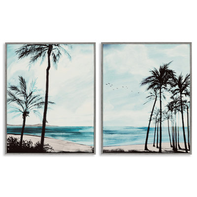 «Tropical Palm Seaview», ensemble de 2 giclées encadrées par Linda Baliko
