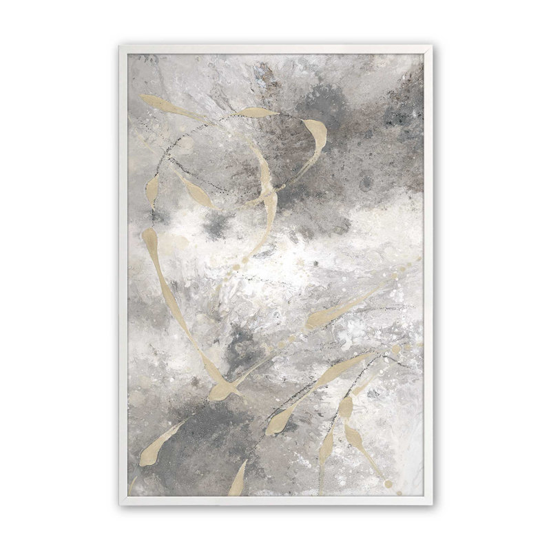 Gilded Whispers v1 Print, Opaque White Single Picture Framed Paper, 11" H x 9" W x 1.25" D