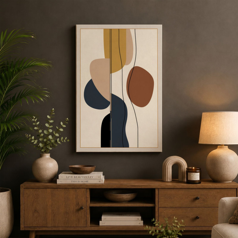 Organic Alignment Mid-Century - Wrapped Canvas, 24x16 - 61.0 x 40.6 cm, Sage Border