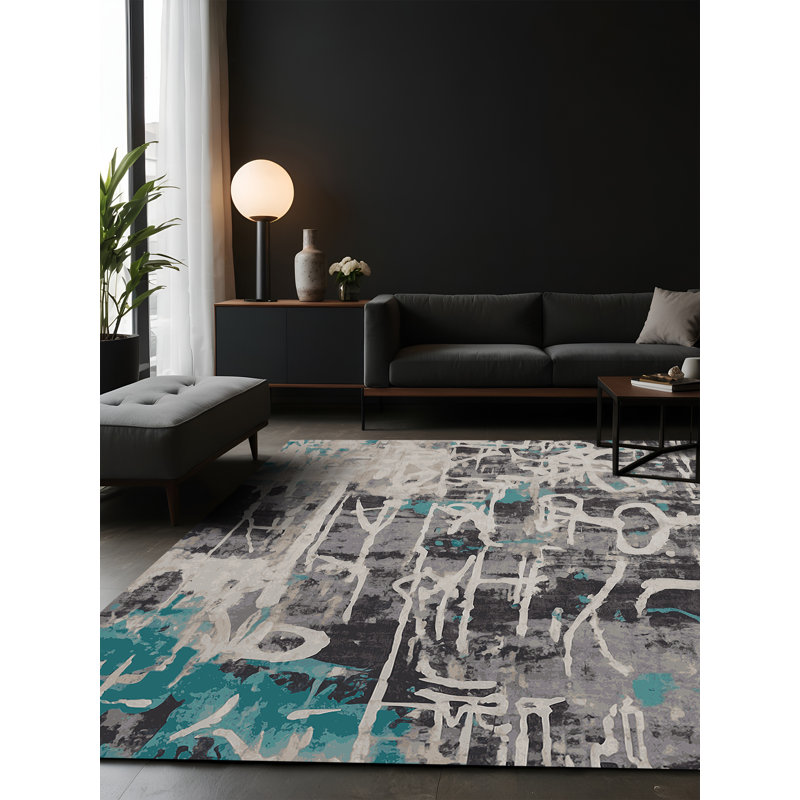 Tapis gris soyeux et moelleux, Carré 4 pi