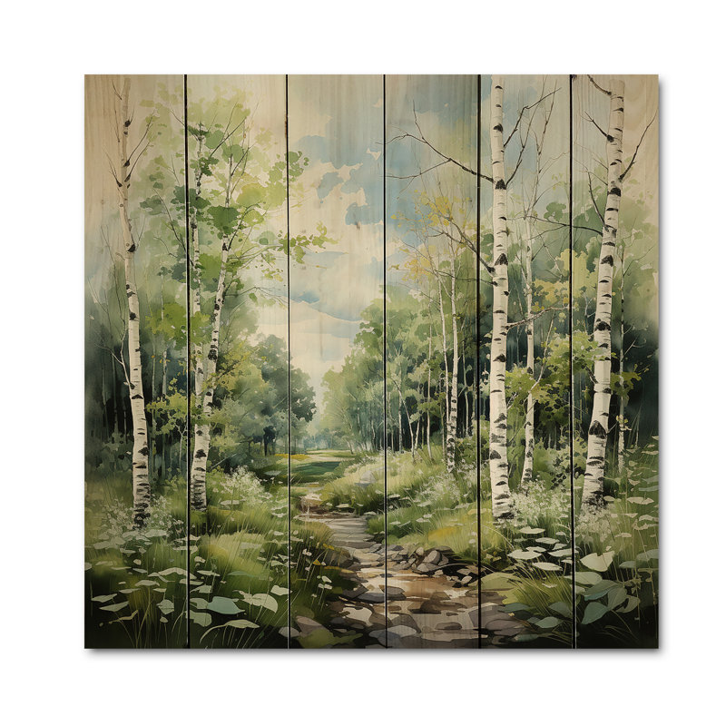 Kalyna Birch Woods Whispering Winds IX sur impression de bois, H 35 po x l 35 po x P 0,78 po