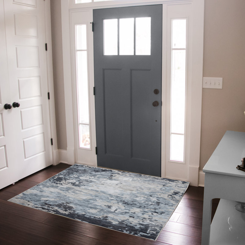 Rayna Kaori Charcoal Gray Ivory Machine Washable Modern Abstract Industrial Indoor Area Rug, Flat Pile for Living Room & Bedroom - Charcoal, 3x5