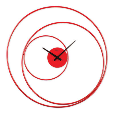 Horloge murale élégante en métal, 29,5 po x 29,5 po, rouge | Fabrication 100% acier, mouvement de balayage silencieux | Parfait pour le décor du salon, du bureau ou de la chambre à coucher, ce garde-temps élégant et fonctionnel