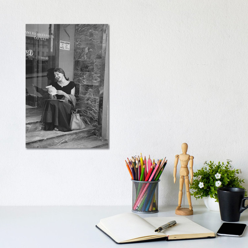 American Girl Series At American Express Office (Florence, Italy 1951) by Ruth Orkin - Print on Canvas, Wrapped Canvas