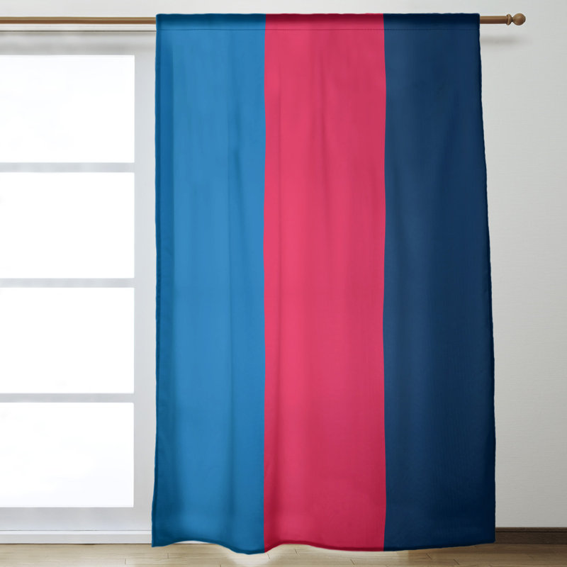 Striped Room Darkening Rod Pocket Single Curtain Panel, Pittsburgh Baseball Blue/Red/Navy