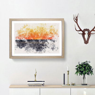 An Orange Sunset Watercolour - Picture Frame Graphic Art Print