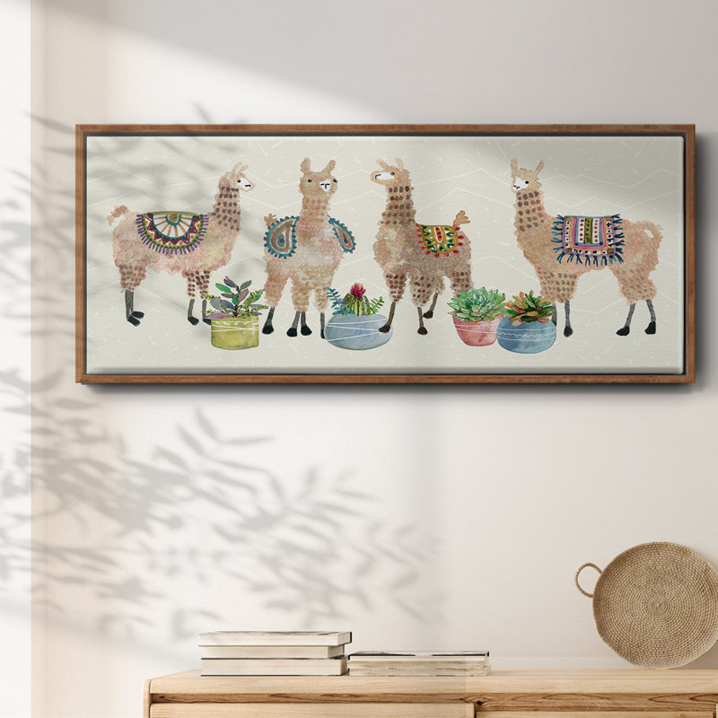 «Llama Party», toile encadrée, H 12 po x l 30 po