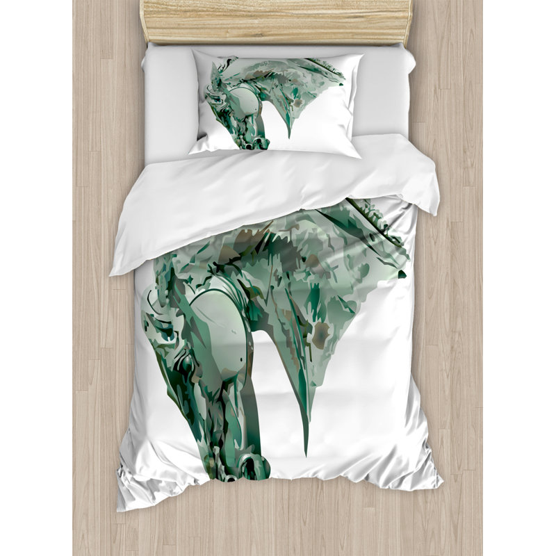 Twin Pale Blue and White Hockey Duvet Cover Set