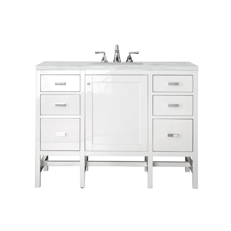 Addison 48'' W Single Vanity, Carrara White, Glossy White, 8" Widespread