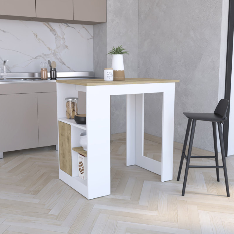 Îlot de cuisine avec système d'armoire à une porte Stirling et tablettes latérales Stirling