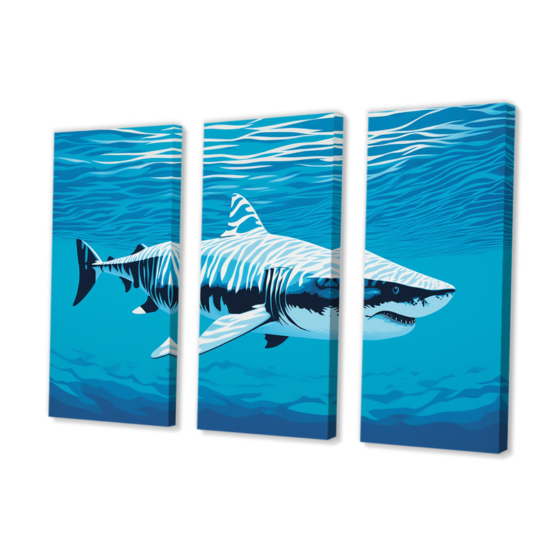 Tiger Shark Territory - Shark Wall Art Print Set, 32" H x 48" W