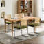 Ensemble de 2 chaises de salle à manger de style Mid-Century moderne, rembourrées de velours avec dossier en canne et base en acier inoxydable, style cantilever flexible, olive, capacité de 360 lb pouvant supporter-264755090