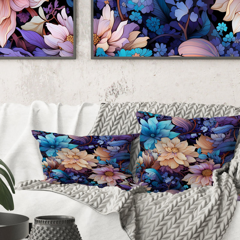 Pivoines célestes bleues Stellar Pure I - coussin à imprimé floral