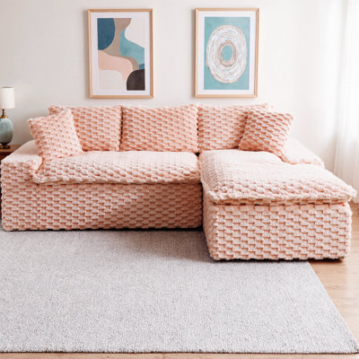 Turtle Velvet Upholstered Sectional Sofa Convertible Sofa with Twin-Seat & Right Chaise Lounge, Switchable L-Shape to Straight Shape, Face-to-Face Seating for Living Room