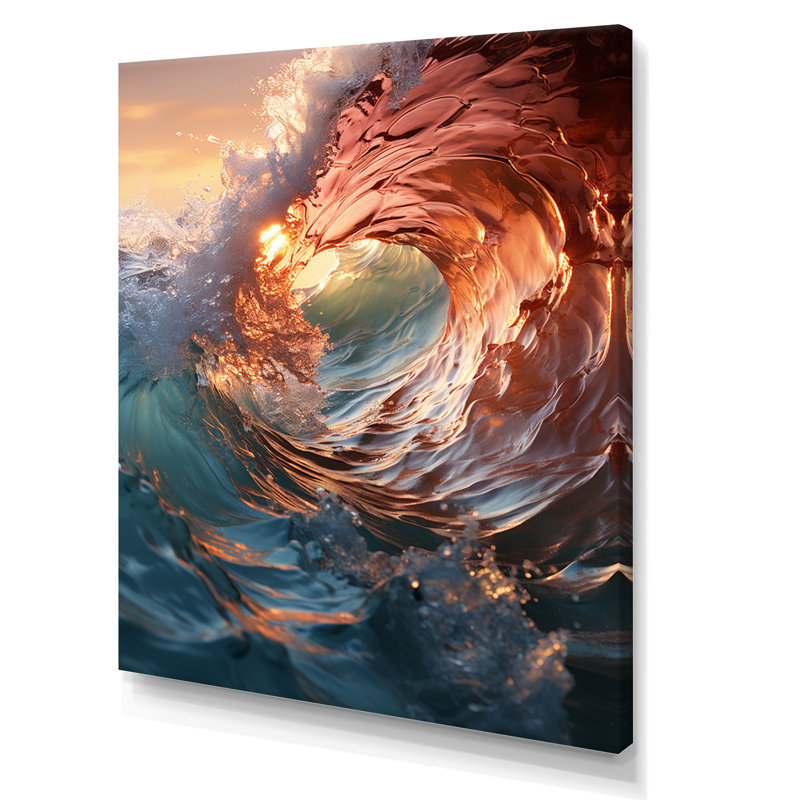 «Beach Photo Sunlit Waves» sur toile, L 16 po x H 32 po, Toile tendue