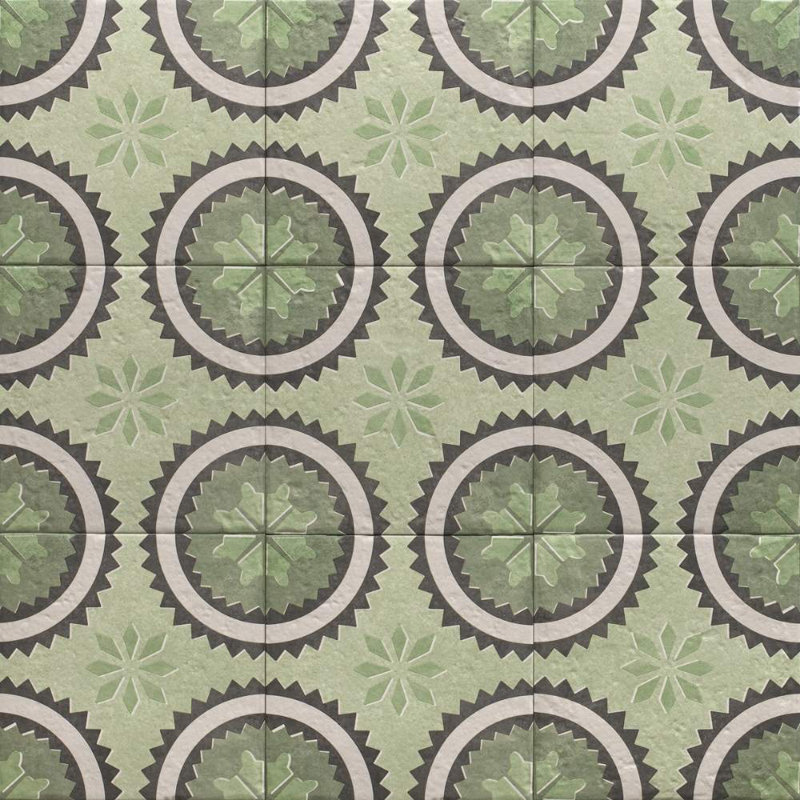 Carreau de porcelaine mat à motif coquelicot 8 "x 8" Verity, Vert