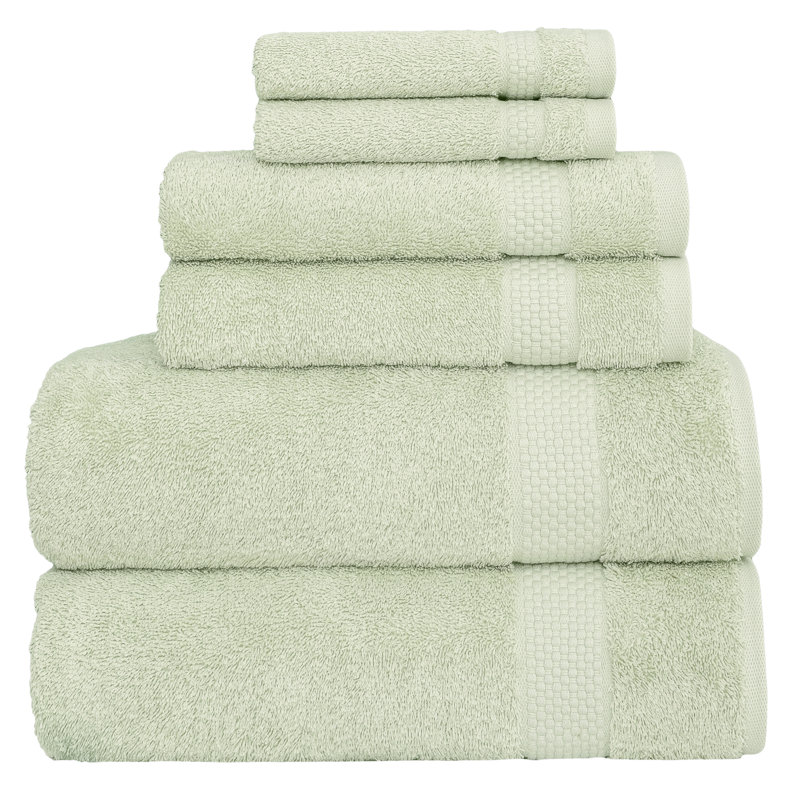STARLIGHT 6 Piece Turkish Cotton Towel Set, Green