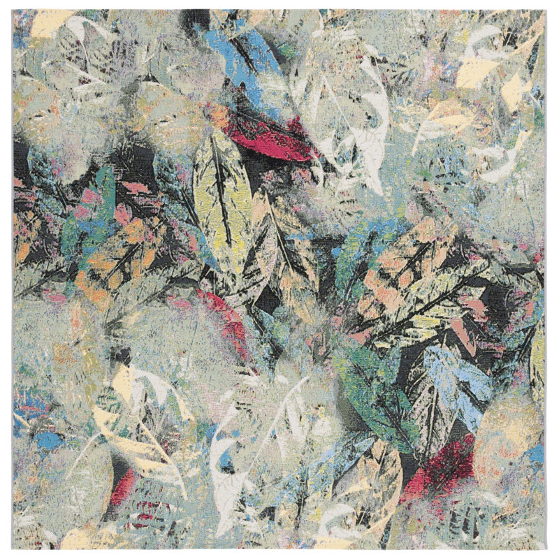 Barbados 500 Performance Floral Indoor/Outdoor Area Rug, Square 6'6"